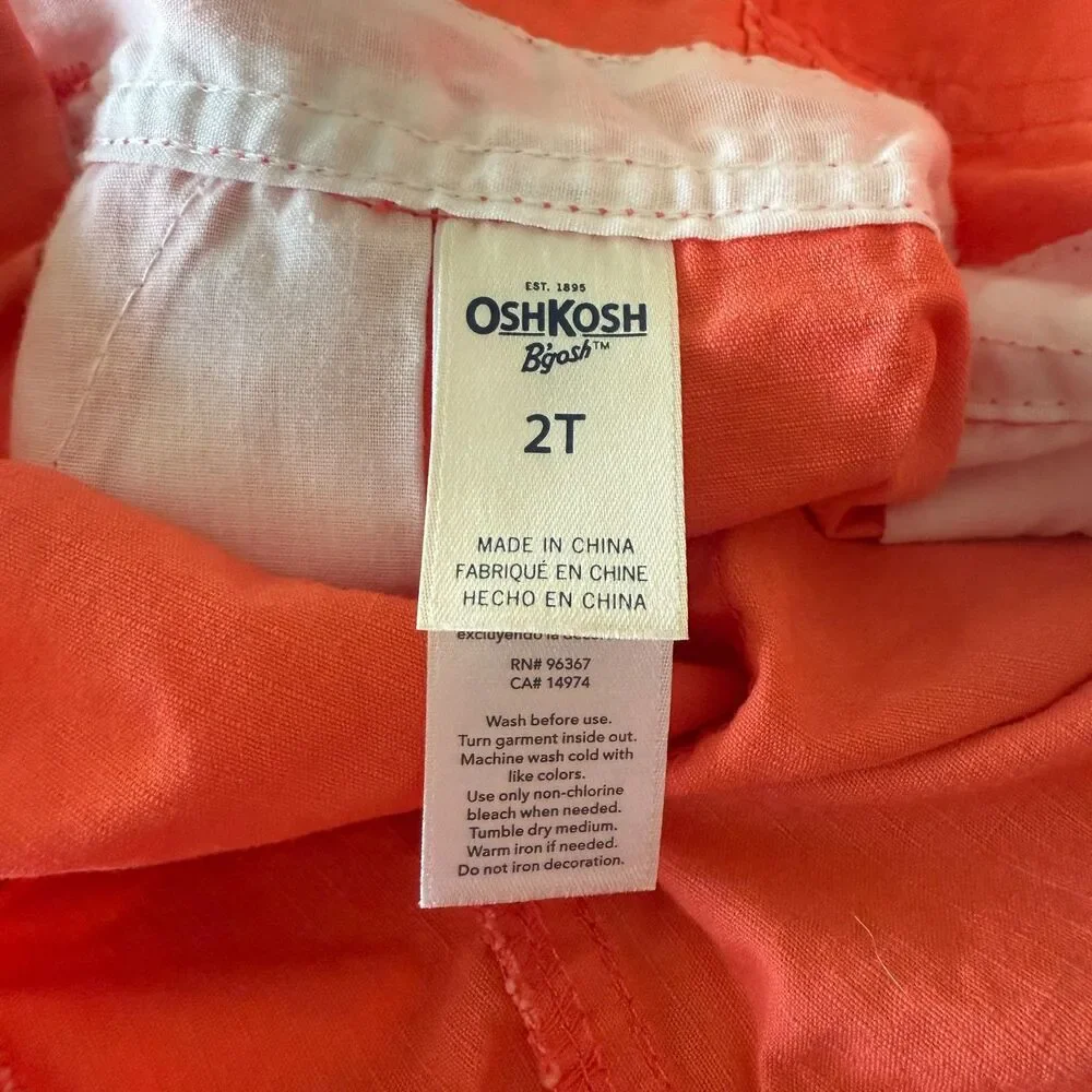 Vintage OshKosh B'gosh Neon Orange Shortalls Overalls in 2T 🧡